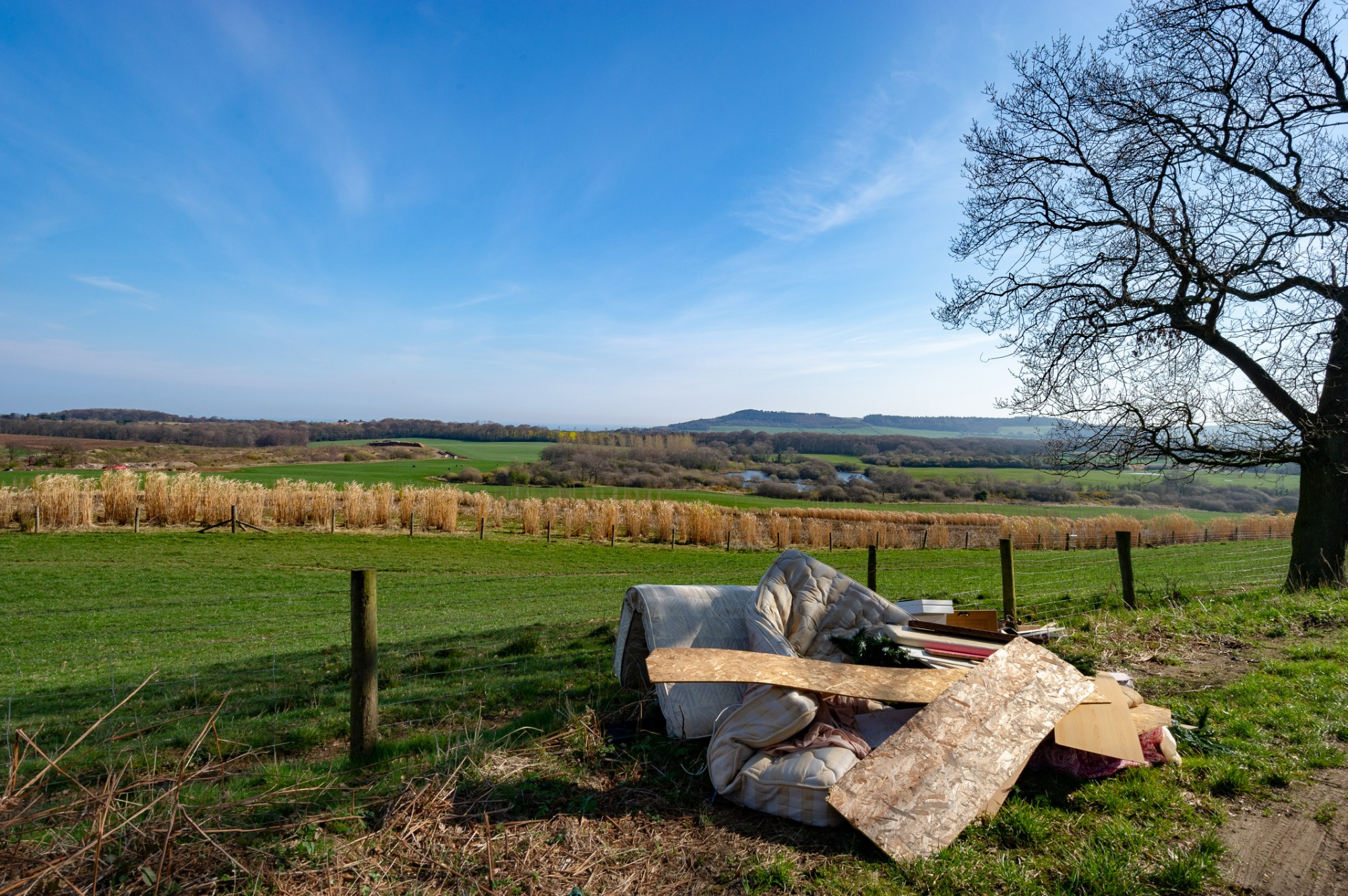 Mattress fly-tipped in the countryside